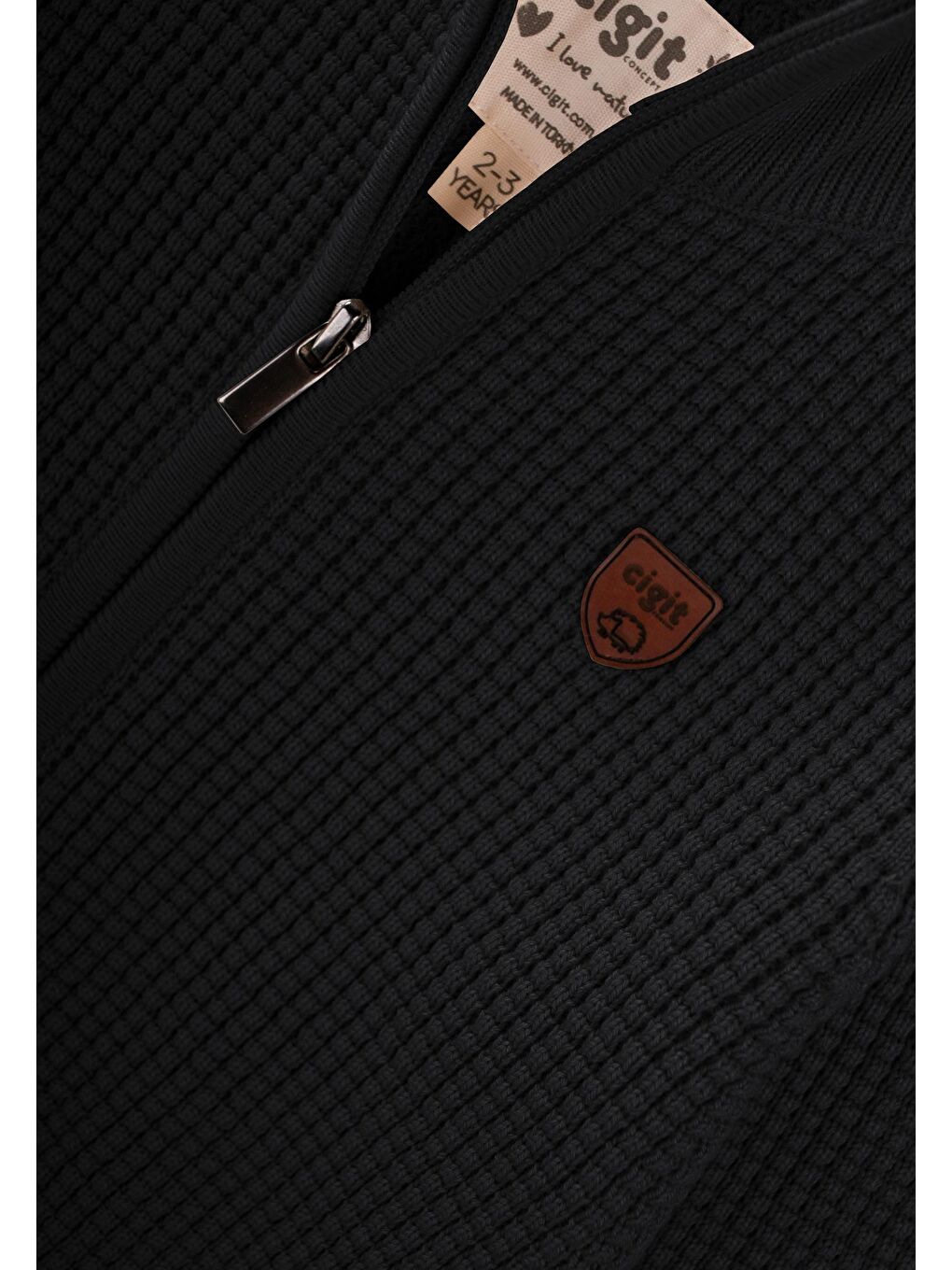 Selanik Fermuarlı Triko Hırka 2-11 Yaş Siyah-2