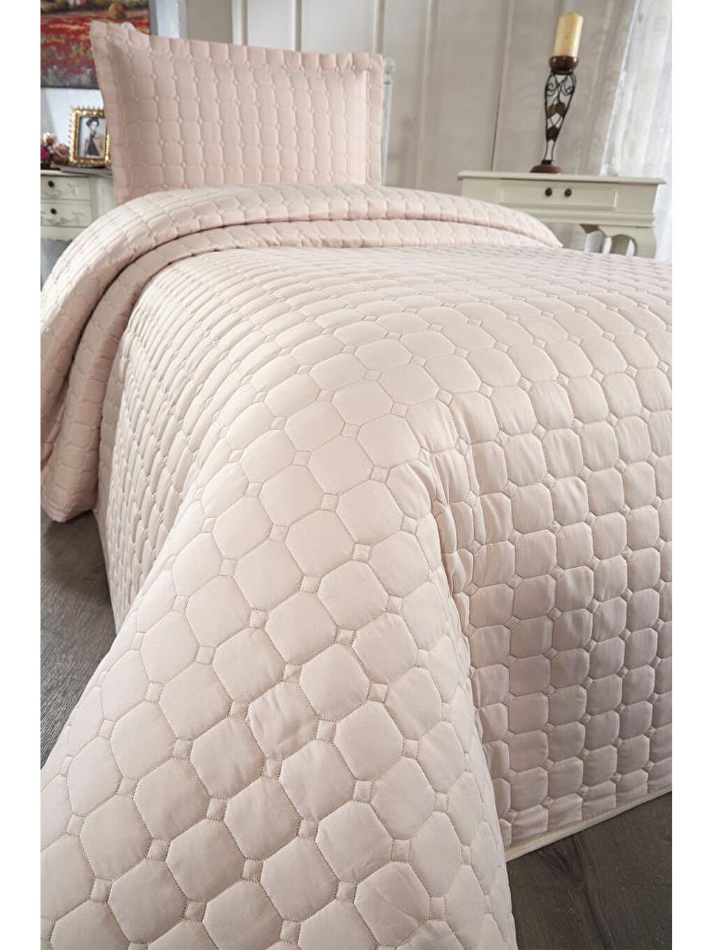 Kahverengi Estiva Tek Kişilik Yatak Örtüsü Cappucino-5