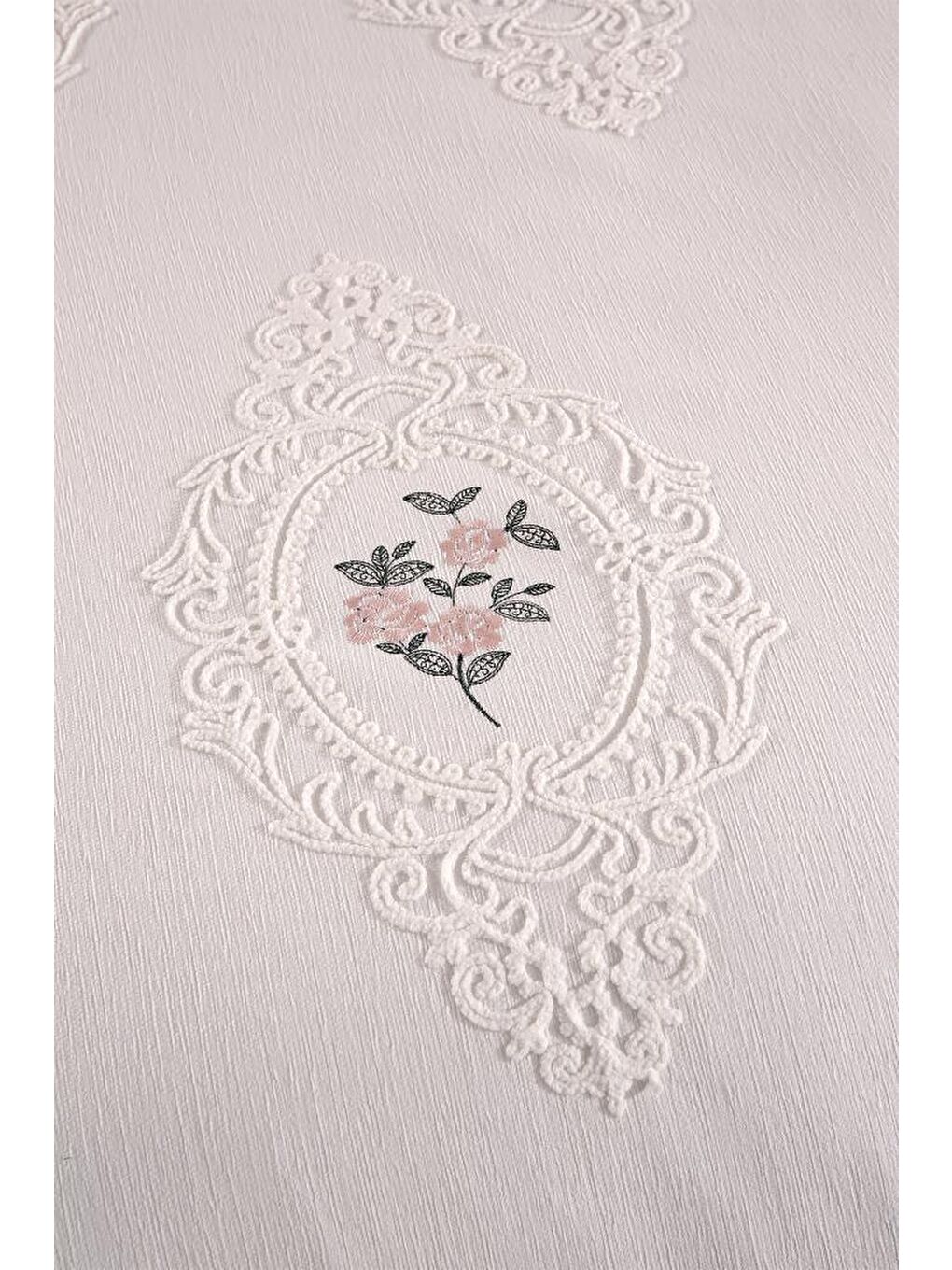 Ekru Gardenlove Nakışlı Şönil 2 Parça Tek Kişilik Yatak Örtüsü Krem-1