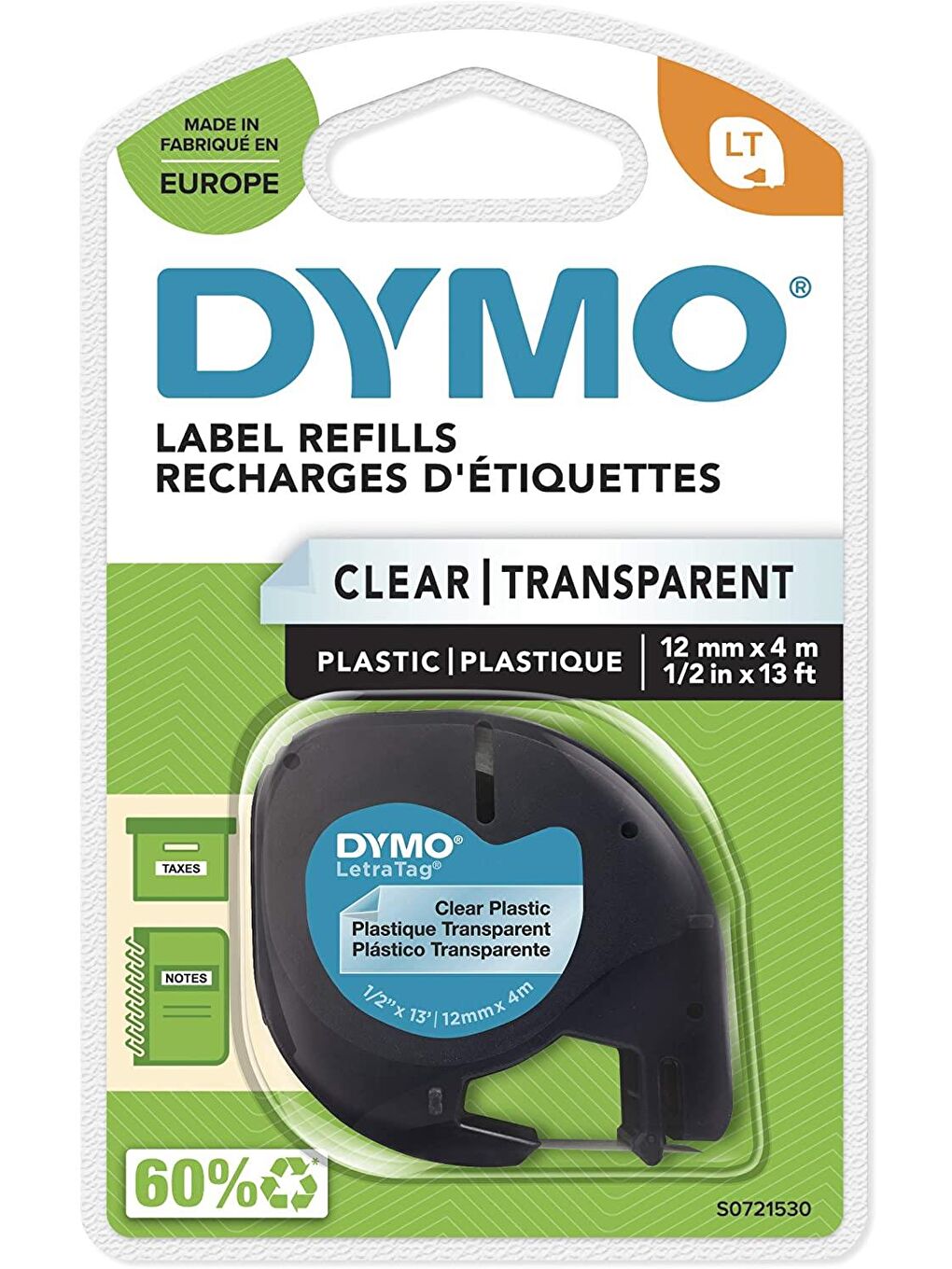 Dymo Letratag Orijinal Plastik Şerit Etiket 12mmx4m