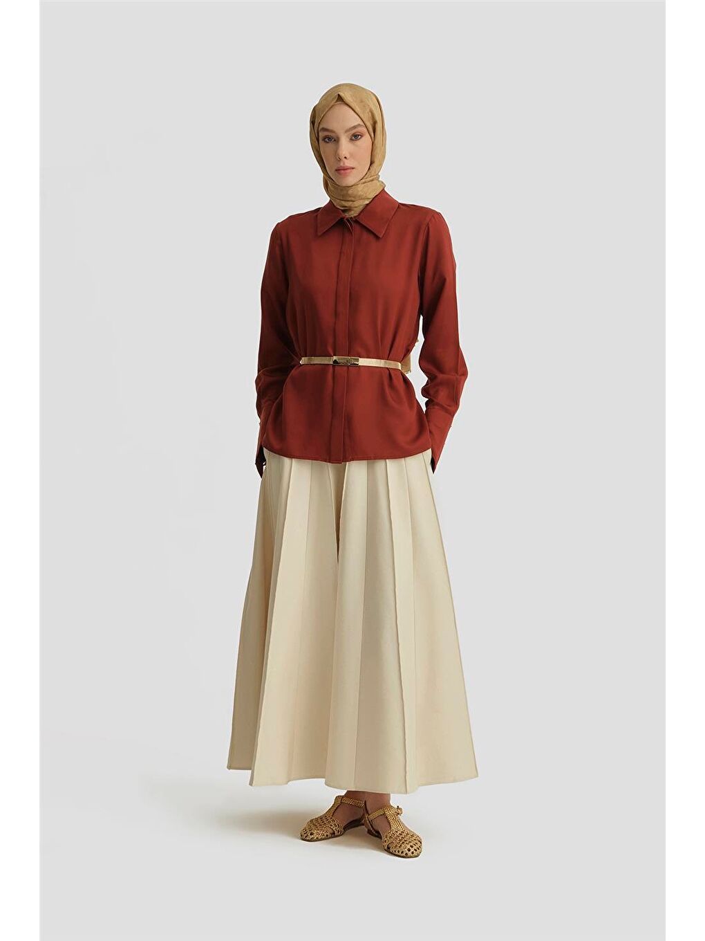 Lyocell Gömlek 25Y3720 Koyu Kırmızı-2