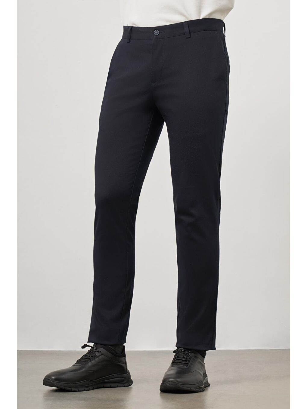 Koyu Lacivert Pamuklu Yandan Cepli Casual Slim Fit Chino Pantolon 1003245150-2