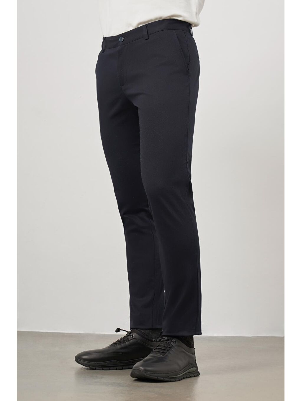 Koyu Lacivert Pamuklu Yandan Cepli Casual Slim Fit Chino Pantolon 1003245150-4