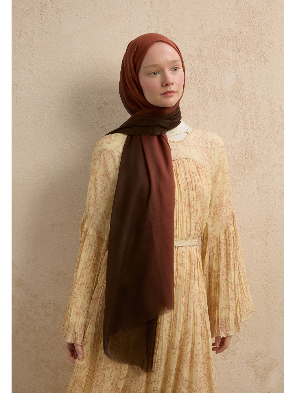 Kahverengi MODAL DEGRADE ŞAL KAHVE-KİREMİT