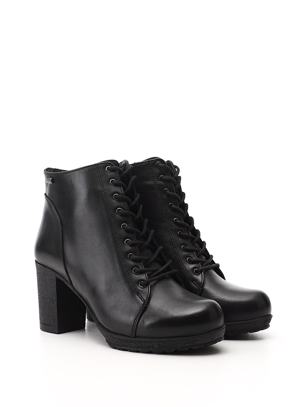 Siyah Kadın SİYAH Fermuarlı Kalın Topuklu Hakiki Deri Postal Bot-1