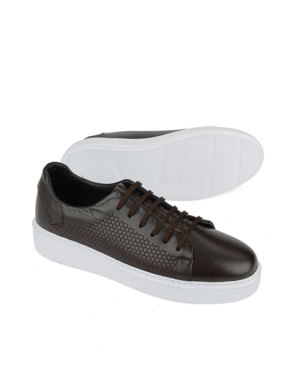 Kahverengi Erkek Hakiki Deri Sneaker 161423Z515 Kahve-3