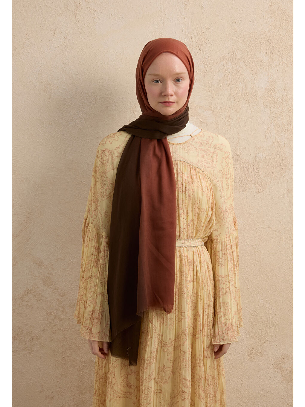 Kahverengi MODAL DEGRADE ŞAL KAHVE-KİREMİT-2