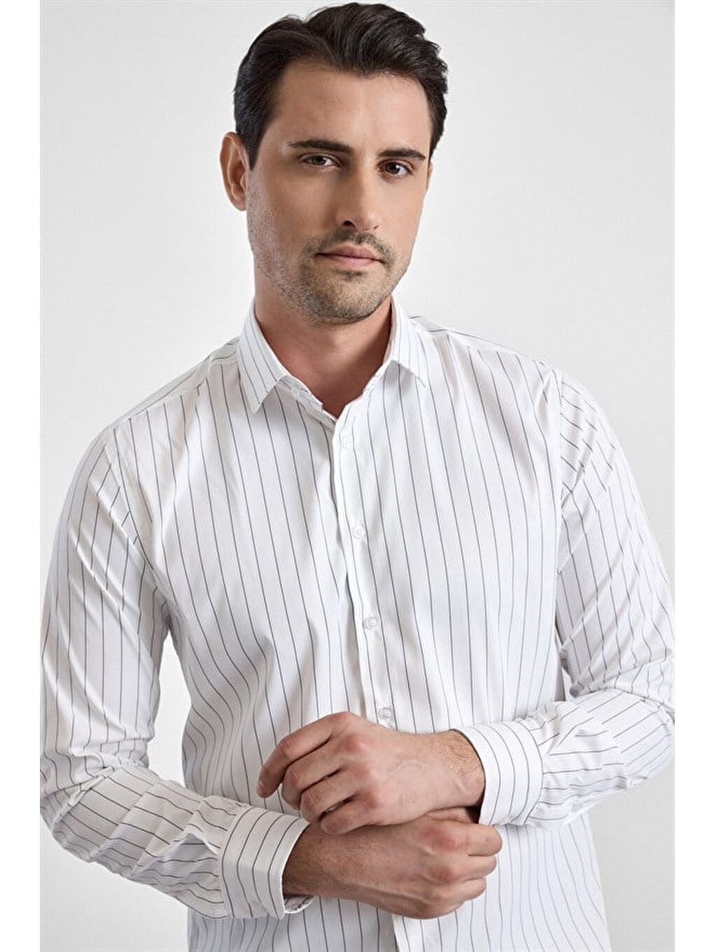 Lacivert Slim Klasik Yaka Casual Gömlek-2