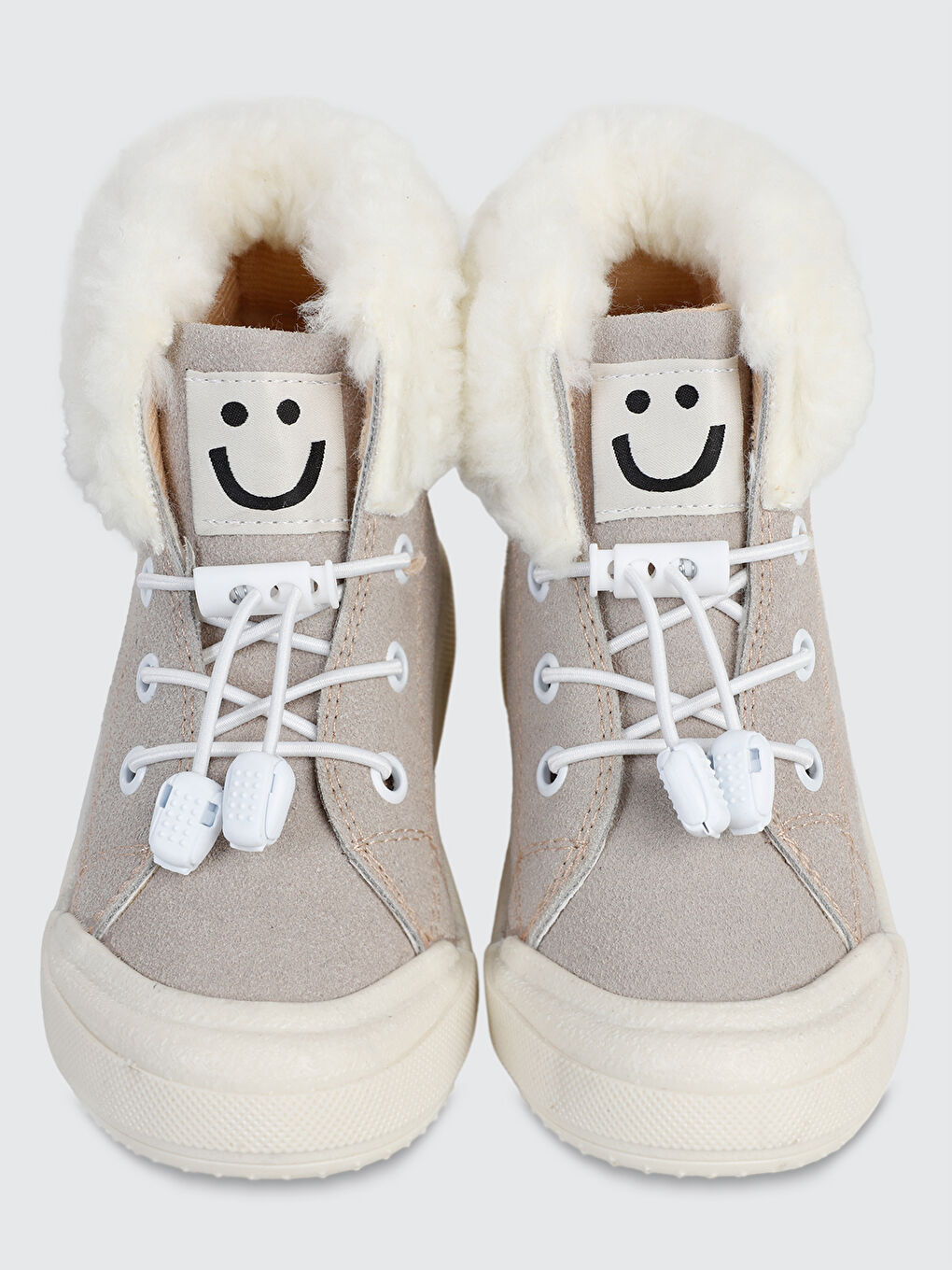 Kız Çocuk Kürklü Uzun Spor Ayakkabı 26-30 Numara Gri-1