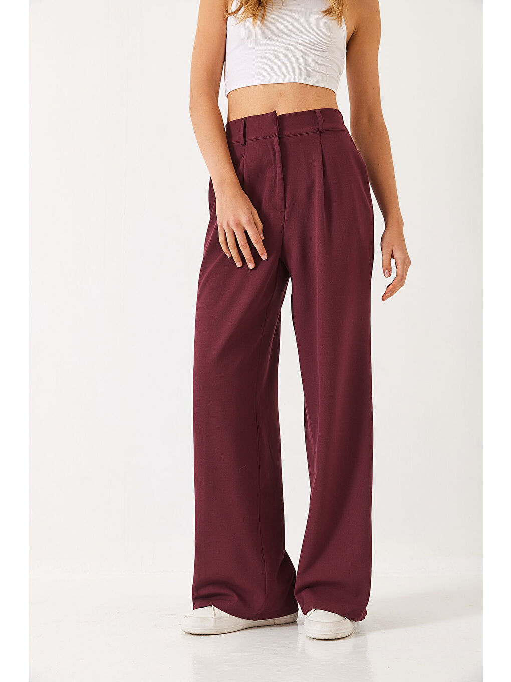 Mor Kadın Beli Lastikli Bol Paça Pantolon-4