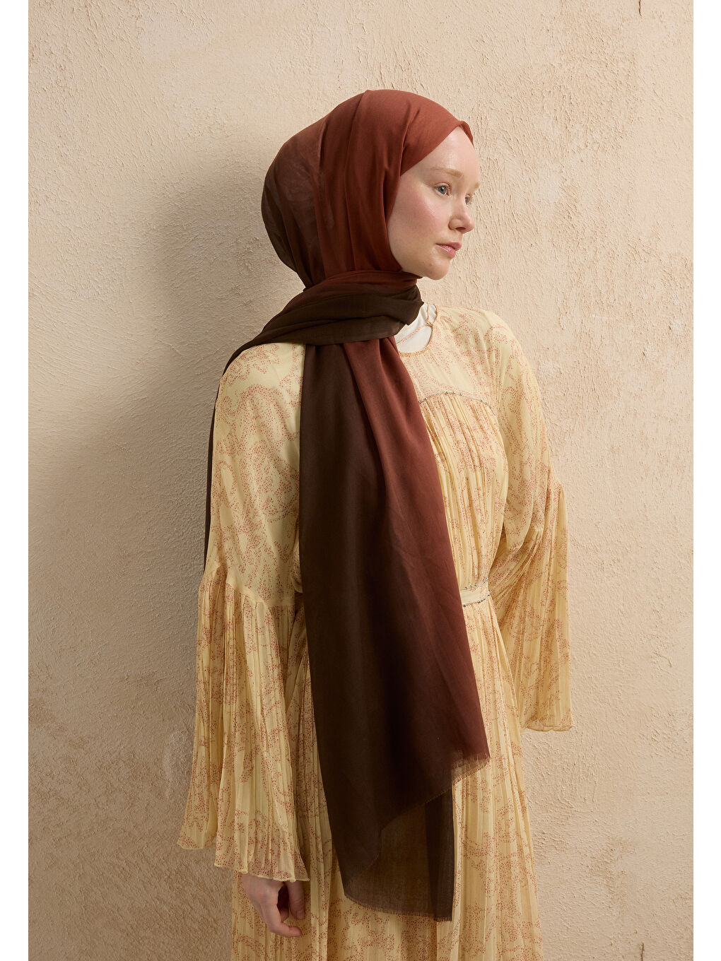 Kahverengi MODAL DEGRADE ŞAL KAHVE-KİREMİT-3