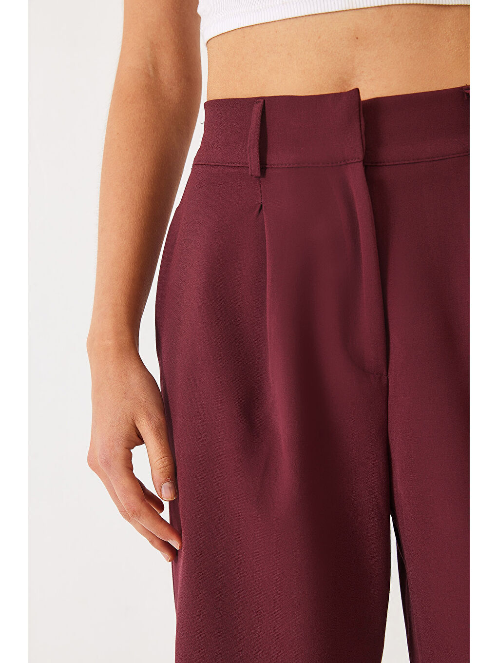 Mor Kadın Beli Lastikli Bol Paça Pantolon-5