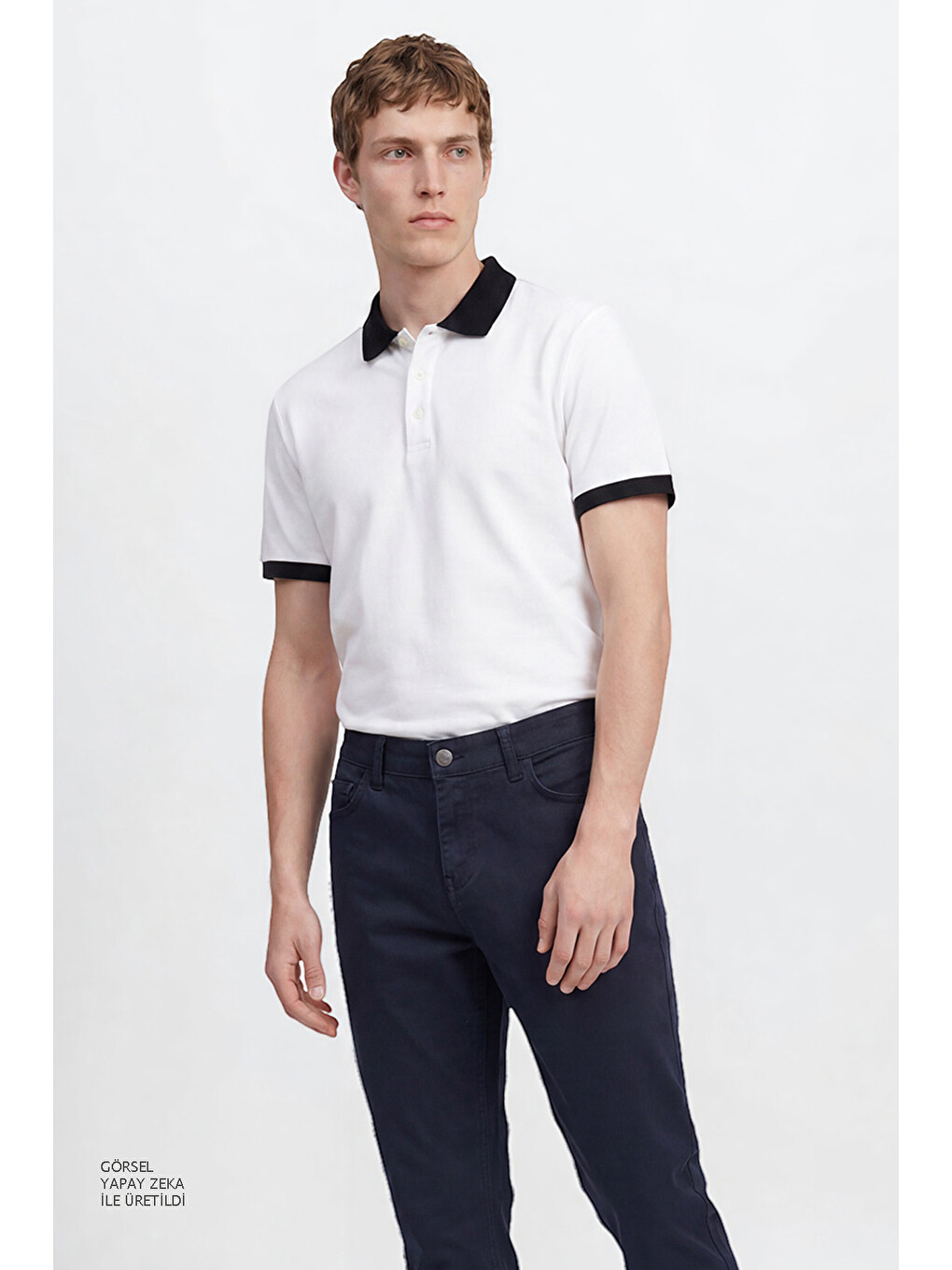 Erkek Lacivert Pamuklu Slim Fit Dar Kesim 5 Cepli Esnek Pantolon-1