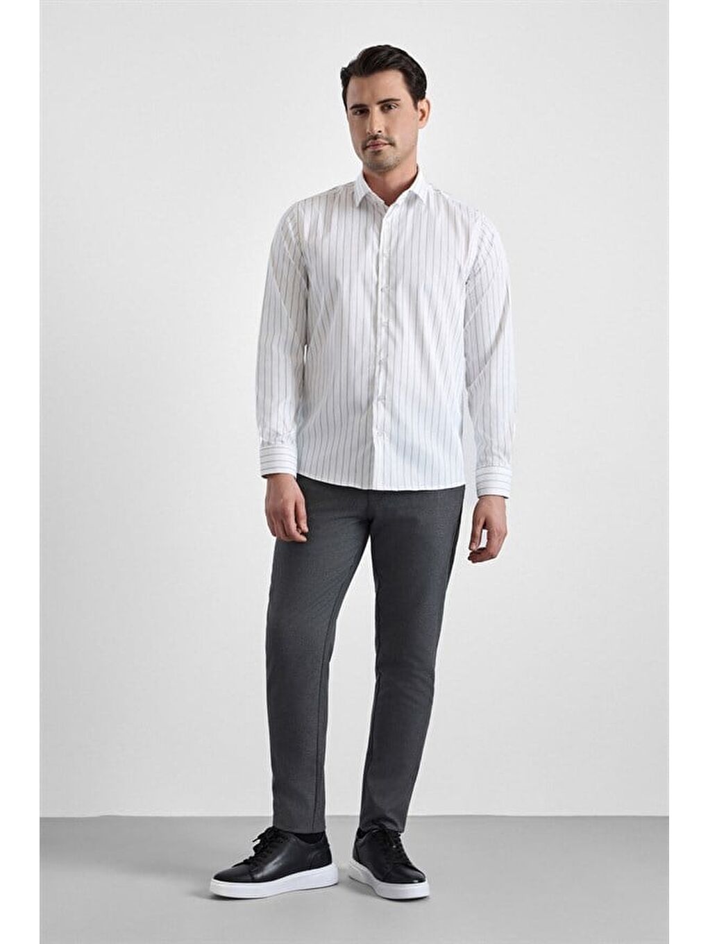 Lacivert Slim Klasik Yaka Casual Gömlek