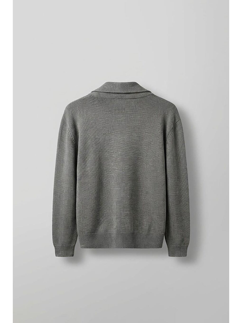 Gri Erkek Yarım Fermuarlı Premium Kumaş Oversize Kazak Füme-1