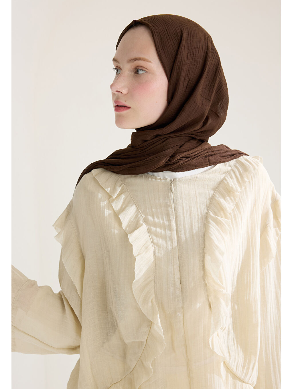 Kahverengi MODAL DAMALI ŞAL ÇİKOLATA KAHVE-2