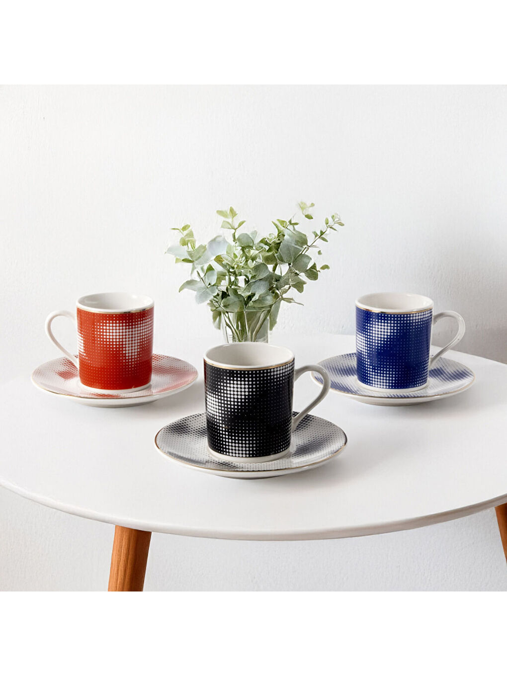 Ekru Camelia 12 Parça 6 Kişilik Kahve Takımı 6244