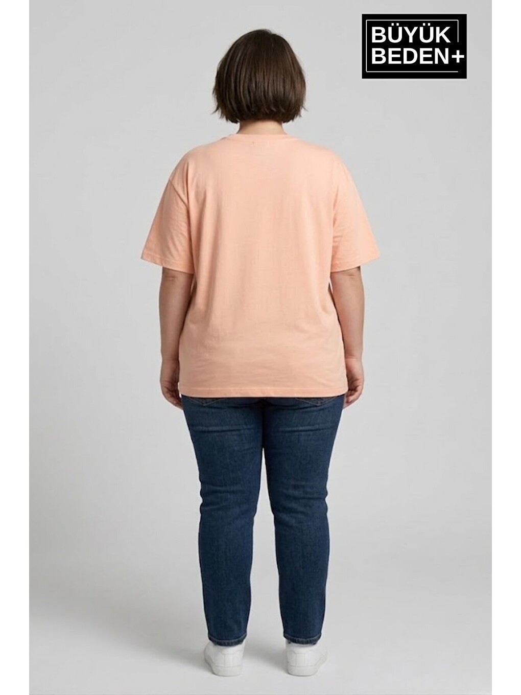 Turuncu Kadın Büyük Beden Orta Brooklyn Baskılı 3xl-6xl Bisiklet Yaka Tshırt SPR26BTSK510-8-2