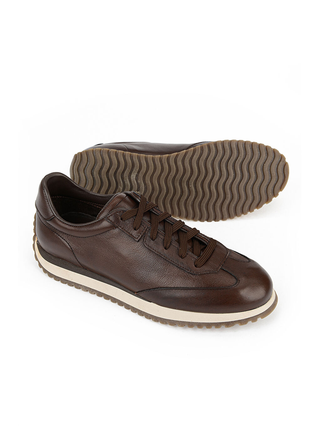 Kahverengi Erkek Hakiki Deri Sneaker 1611026Z229 Kahve-3