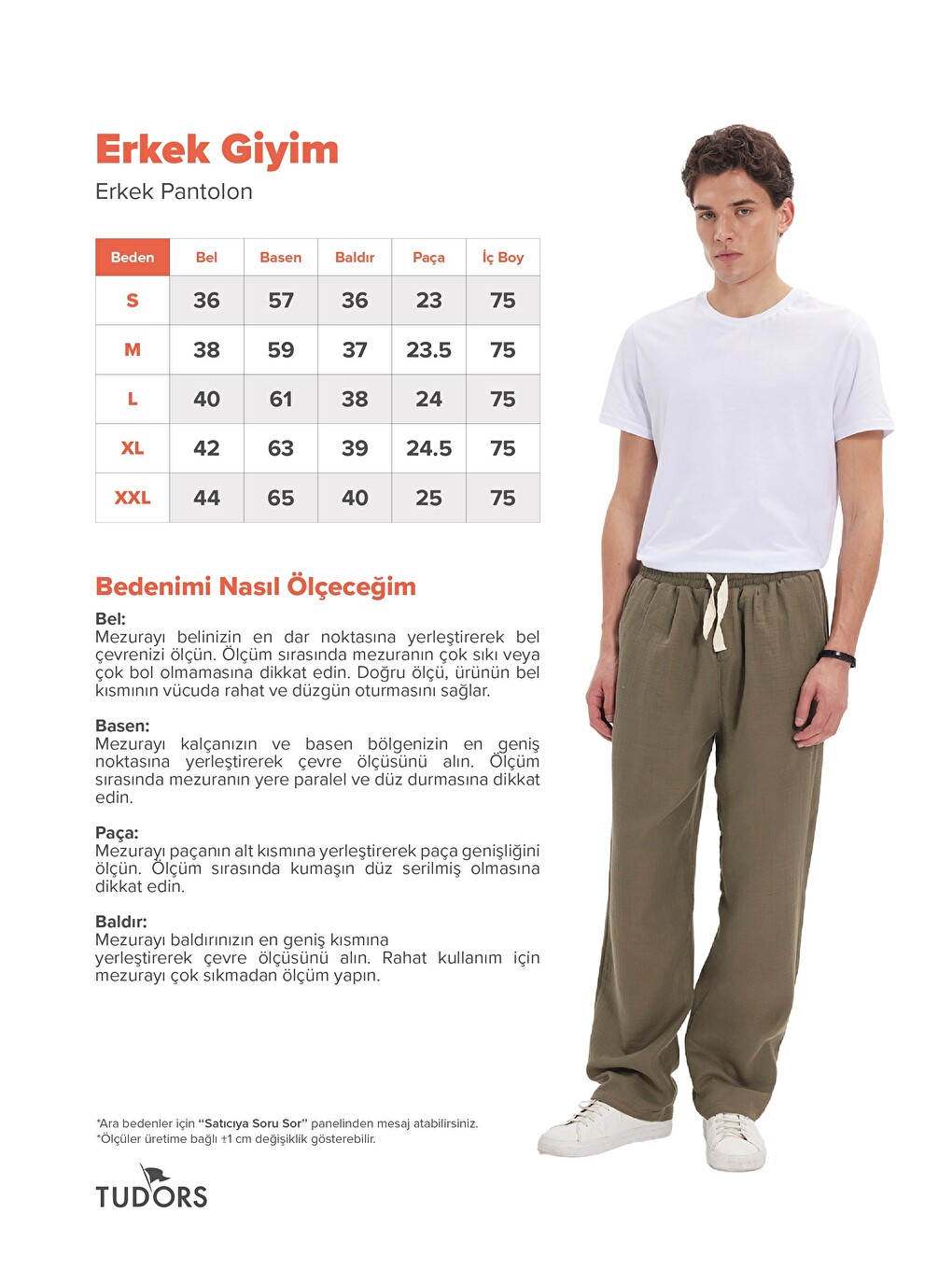 Erkek Baggy Fit Geniş Kesim %100 Pamuk Beli Lastikli Yandan Cepli Müslin Haki Düz Pantolon-2