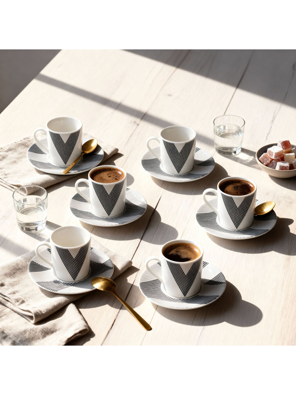 Ekru Camelia 12 Parça 6 Kişilik Kahve Fincan Takımı 6245-1