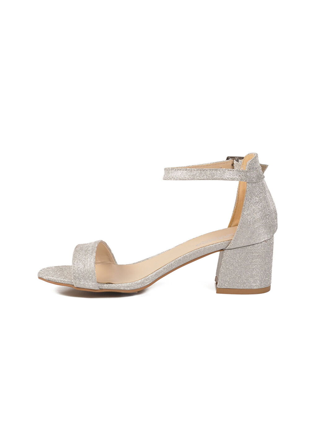 Gri Gümüş Simli Kadın Topuklu Abiye Ayakkabı 325157 Z-3