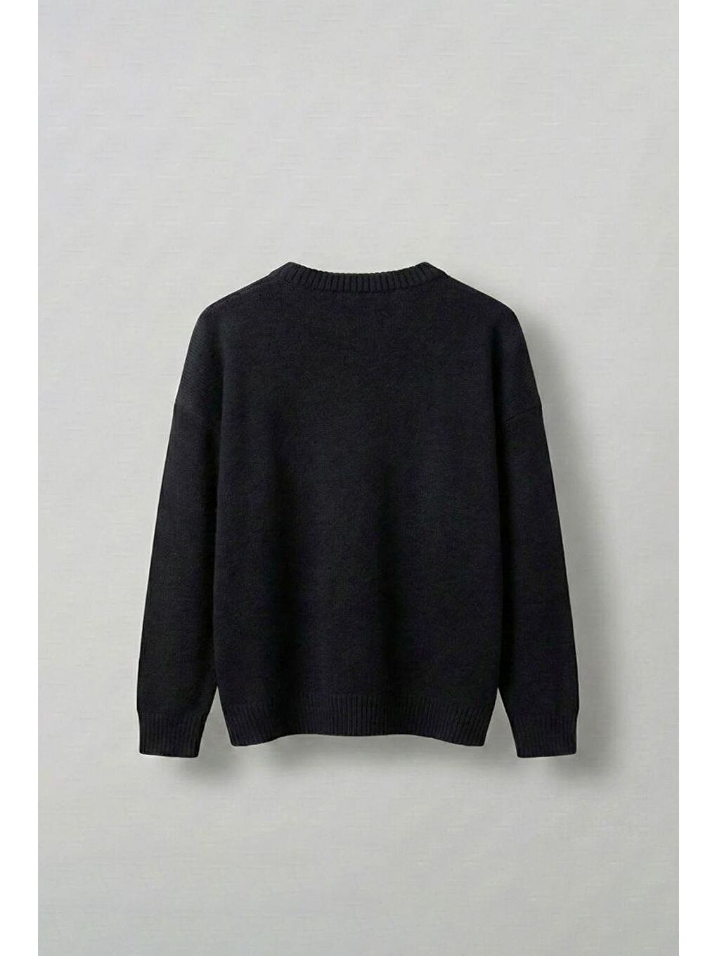 Erkek Relaxed Fit Premium Triko Kazak Siyah-1