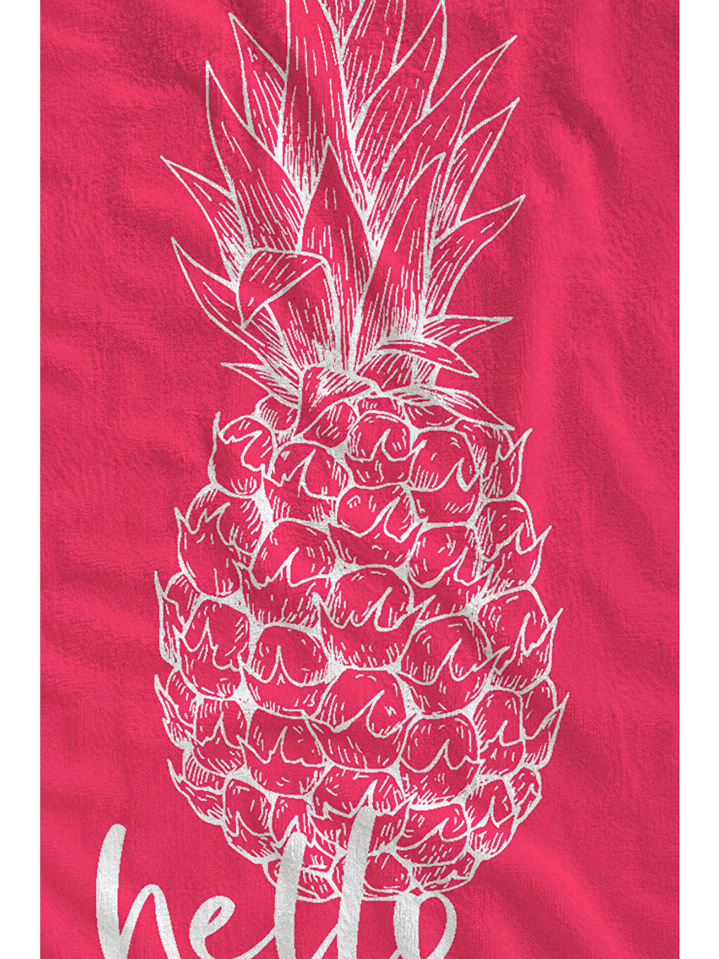 Pembe Hello Summer Ananas Desenli 70x150 Cm Dijital Baskılı Plaj Ve Banyo Havlusu-1