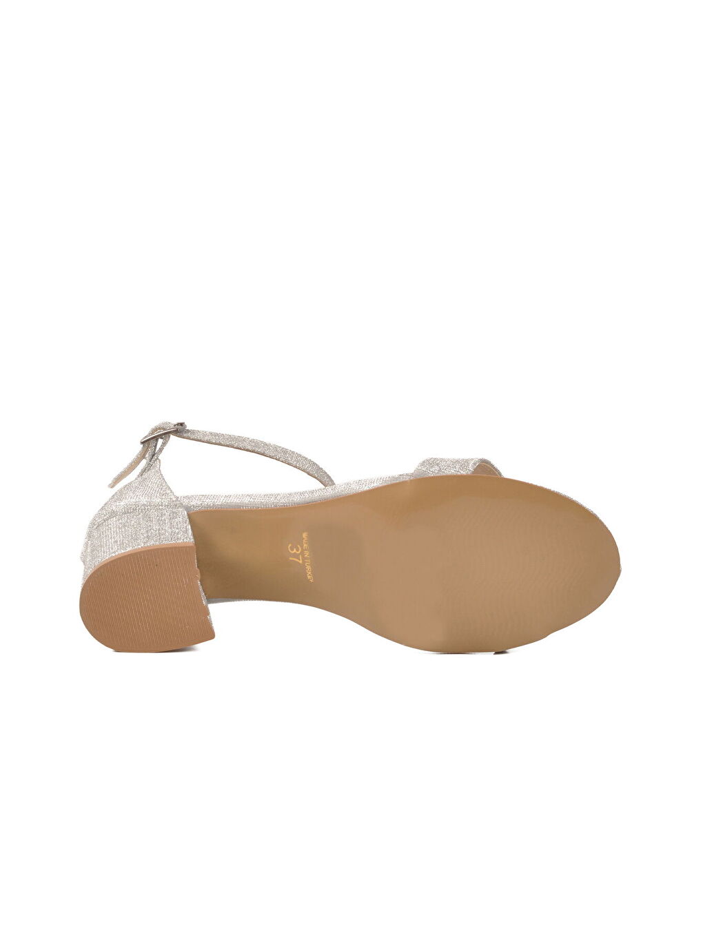 Gri Gümüş Simli Kadın Topuklu Abiye Ayakkabı 325157 Z-4