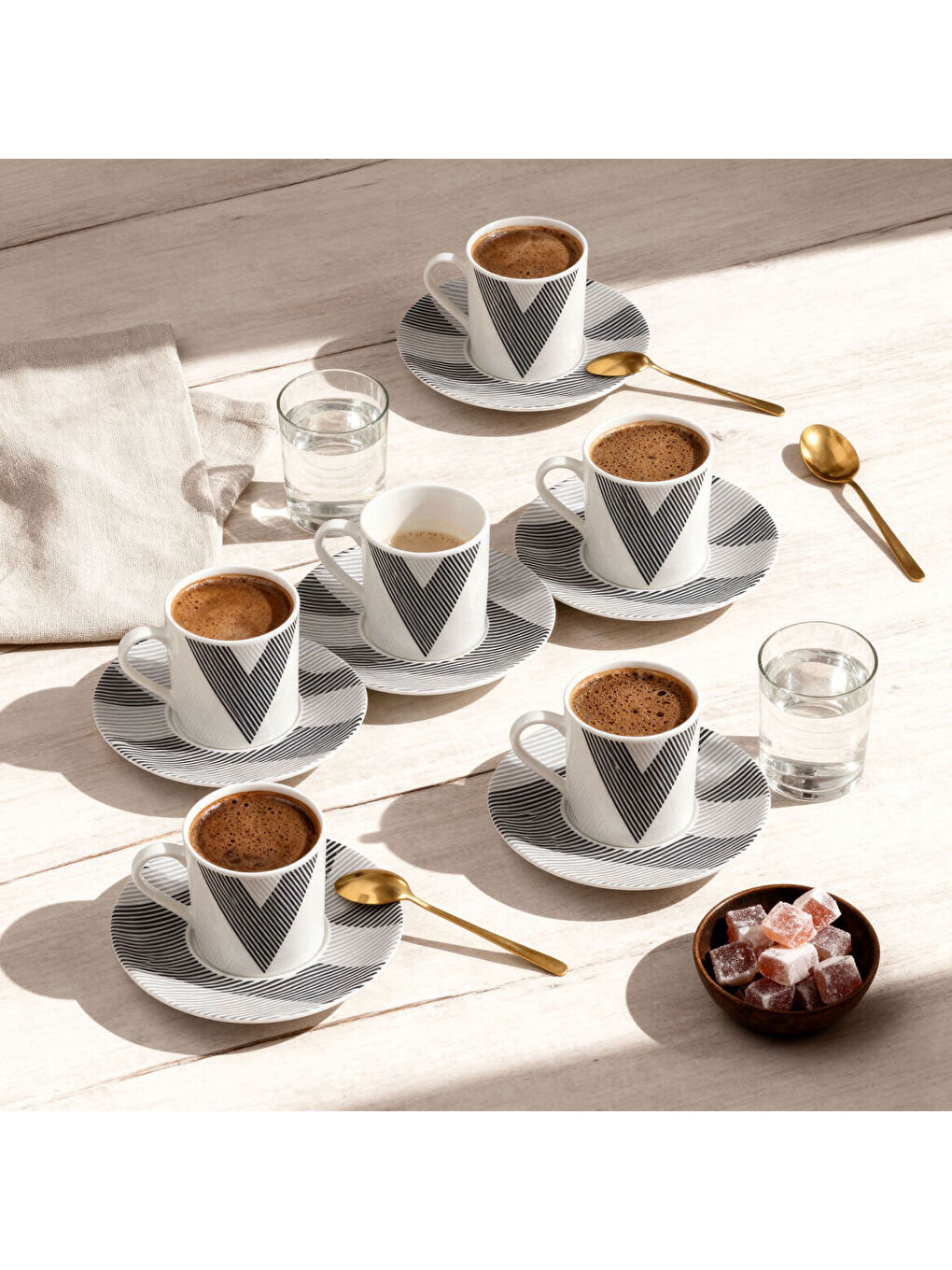 Ekru Camelia 12 Parça 6 Kişilik Kahve Fincan Takımı 6245-2