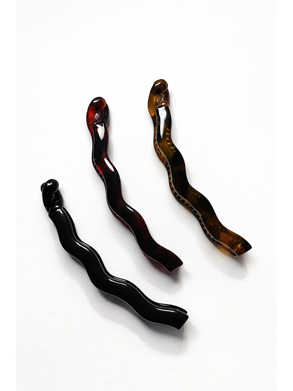 Kahverengi Kaplumbağa Sırtı Desenli Plastik Muz Toka 3 Adet