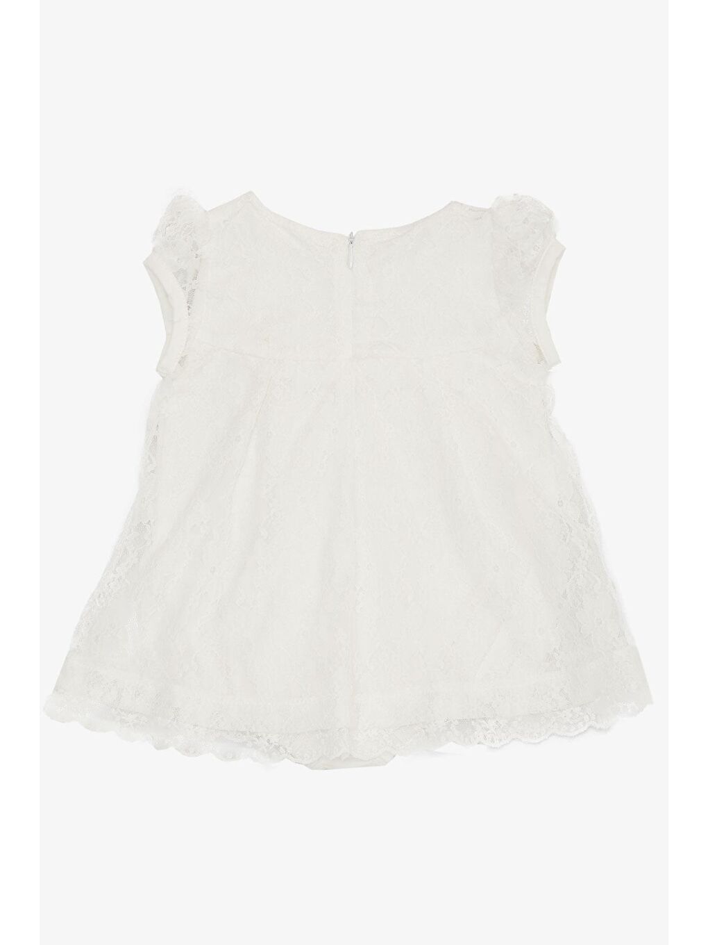 Ekru Kız Bebek Zıbın Elbise Çiçek Detaylı Dantelli (6 Ay-2 Yaş)-1