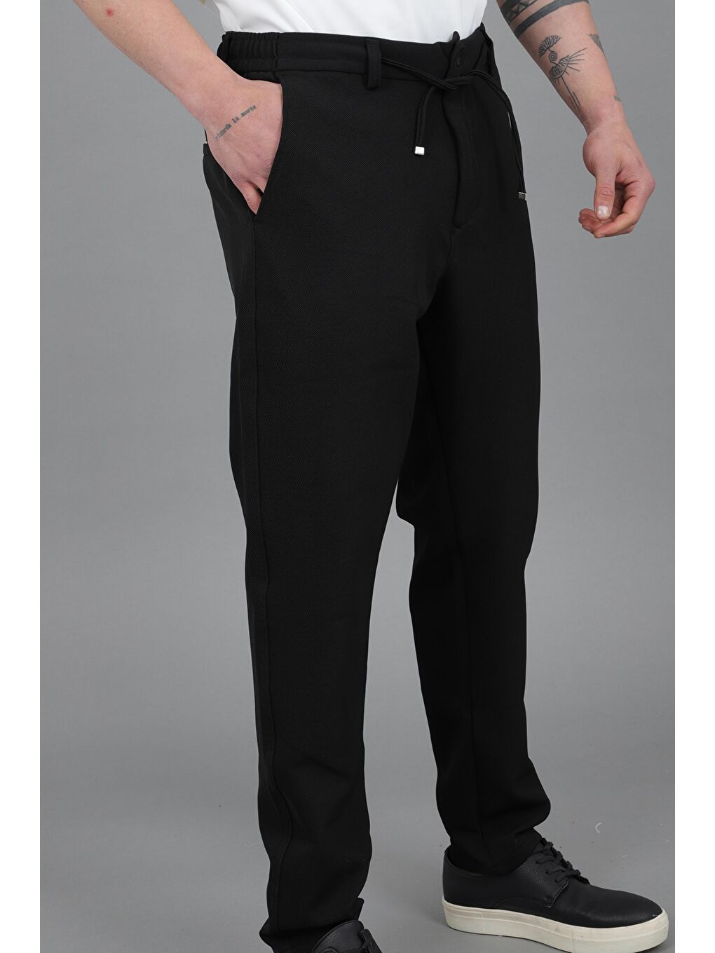 Siyah Diagonel Kumaş Jogger Pantolon CPT-5_0436