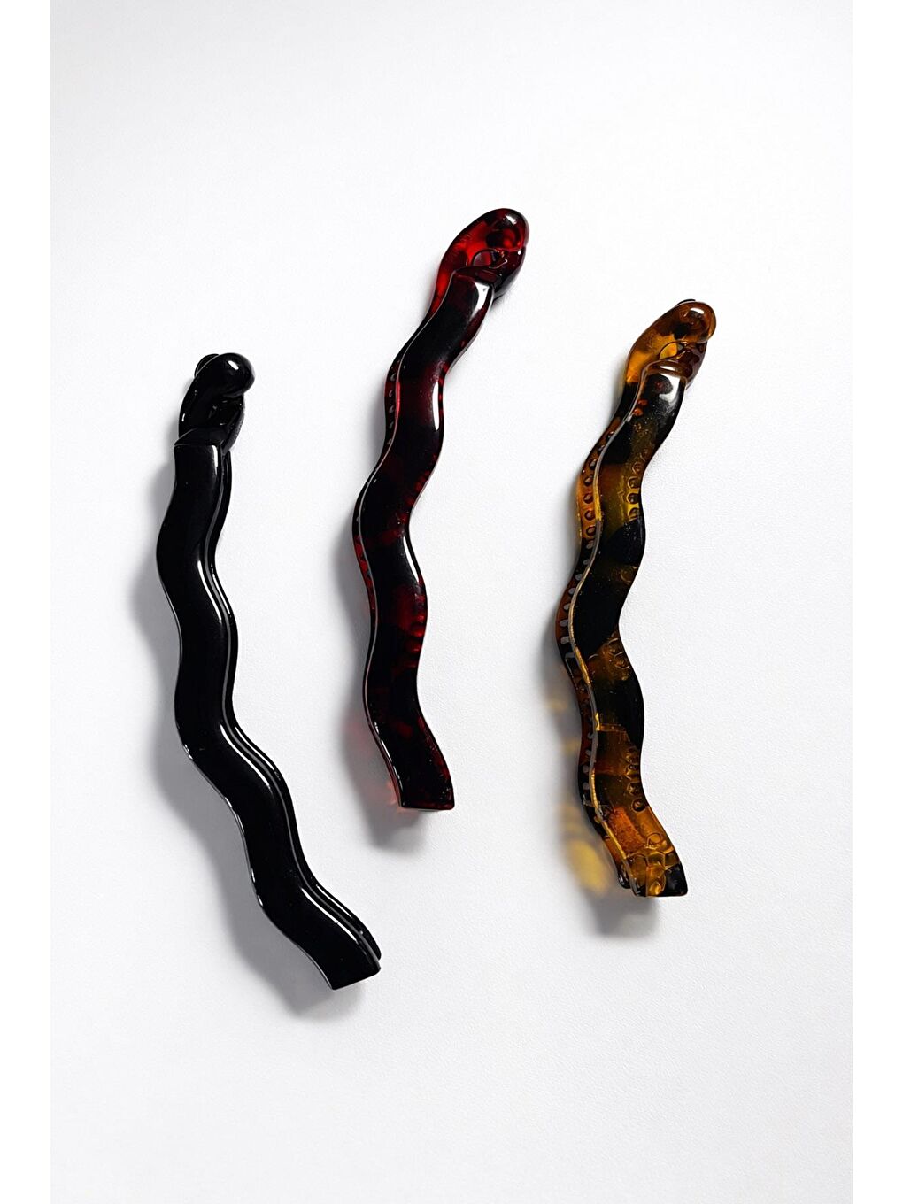 Kahverengi Kaplumbağa Sırtı Desenli Plastik Muz Toka 3 Adet-1