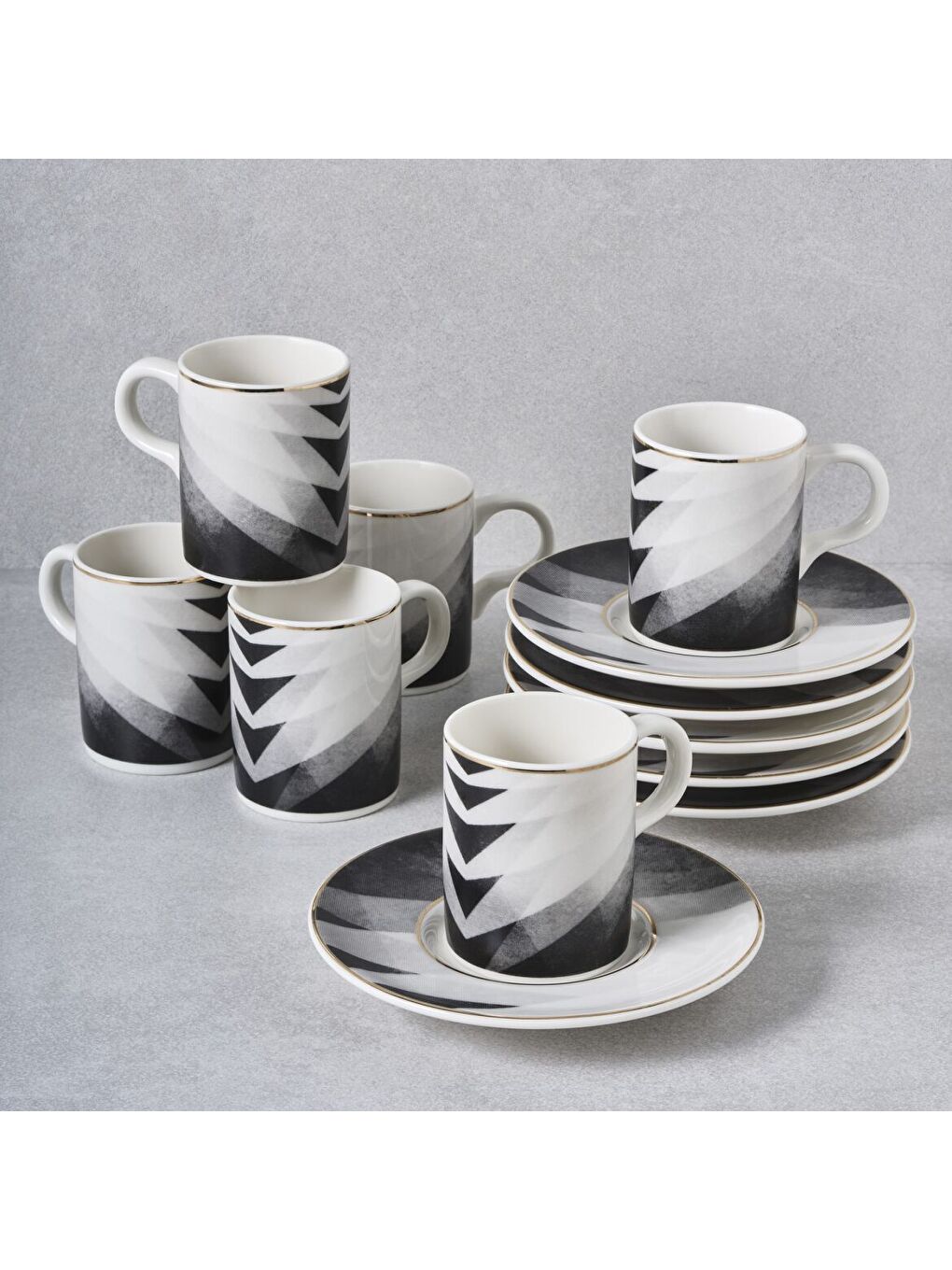 Ekru Camelia 12 Parça 6 Kişilik Kahve Fincan Takımı 5599