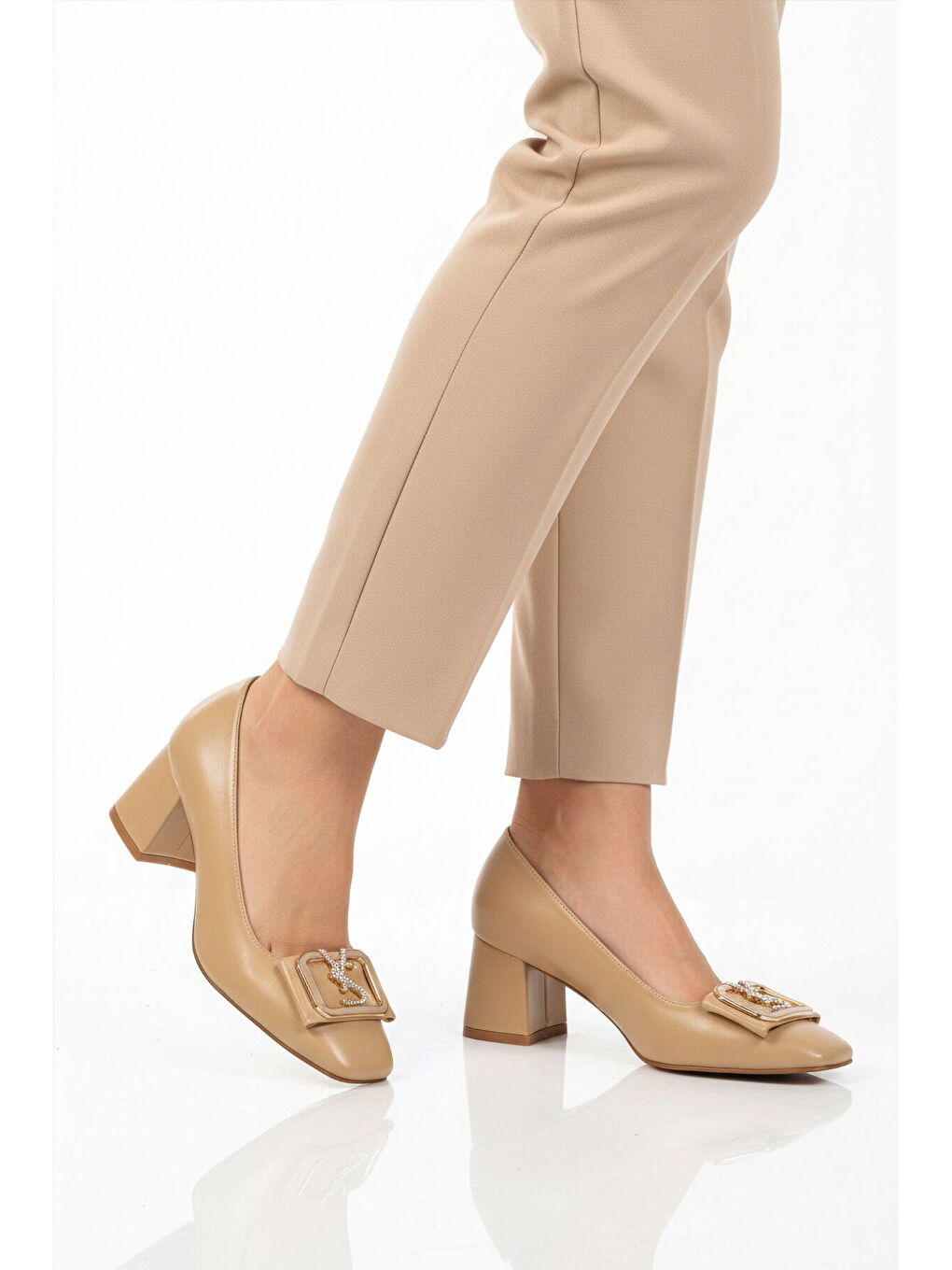 Bej Topuklu Kadın Abiye Ayakkabı 357209 Z