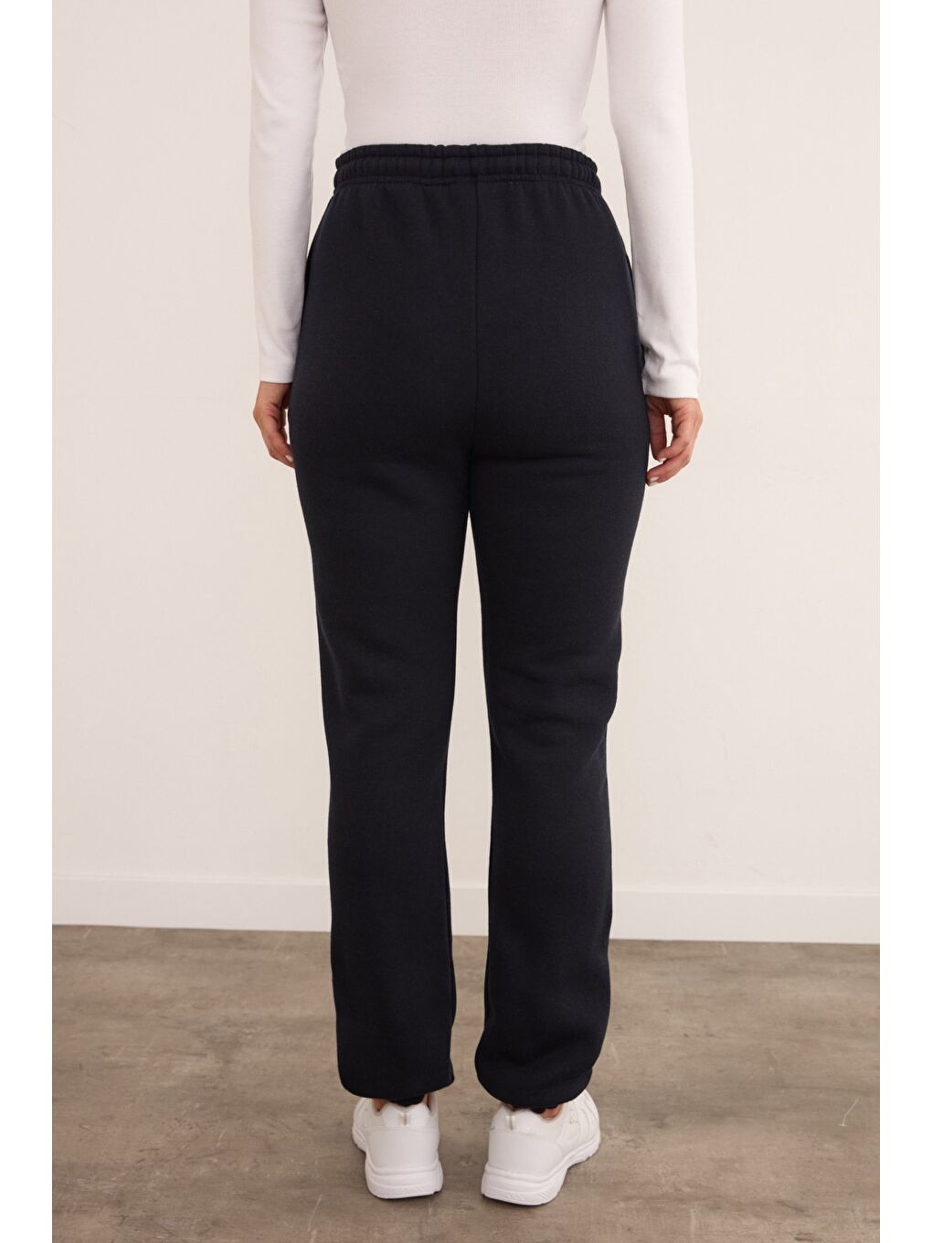 Lacivert 3 İplik Beli Bağlamalı Jogger Eşofman Altı-3