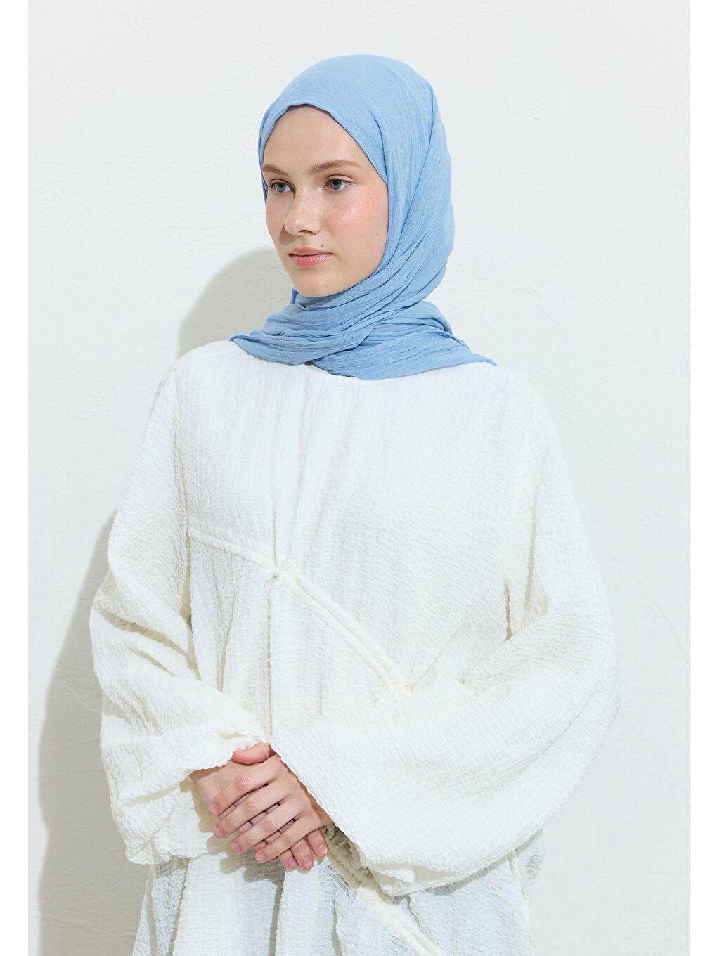 Mavi PAMUKLU KETEN ŞAL BLUEBERRY CLOUD FRAPPE