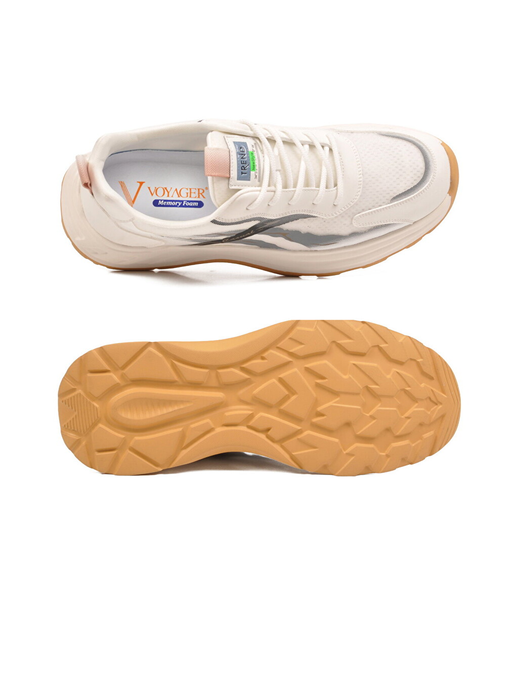 Ekru Krem Fileli Memory Foam Erkek Günlük Spor Ayakkabı Hafif Esnek Sneaker E275 M-3
