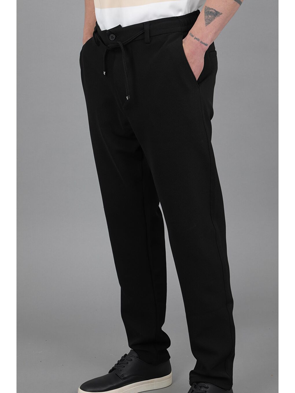 Siyah Diagonel Kumaş Jogger Pantolon CPT-5_0436-1