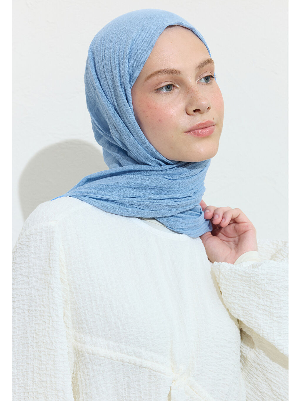 Mavi PAMUKLU KETEN ŞAL BLUEBERRY CLOUD FRAPPE-2