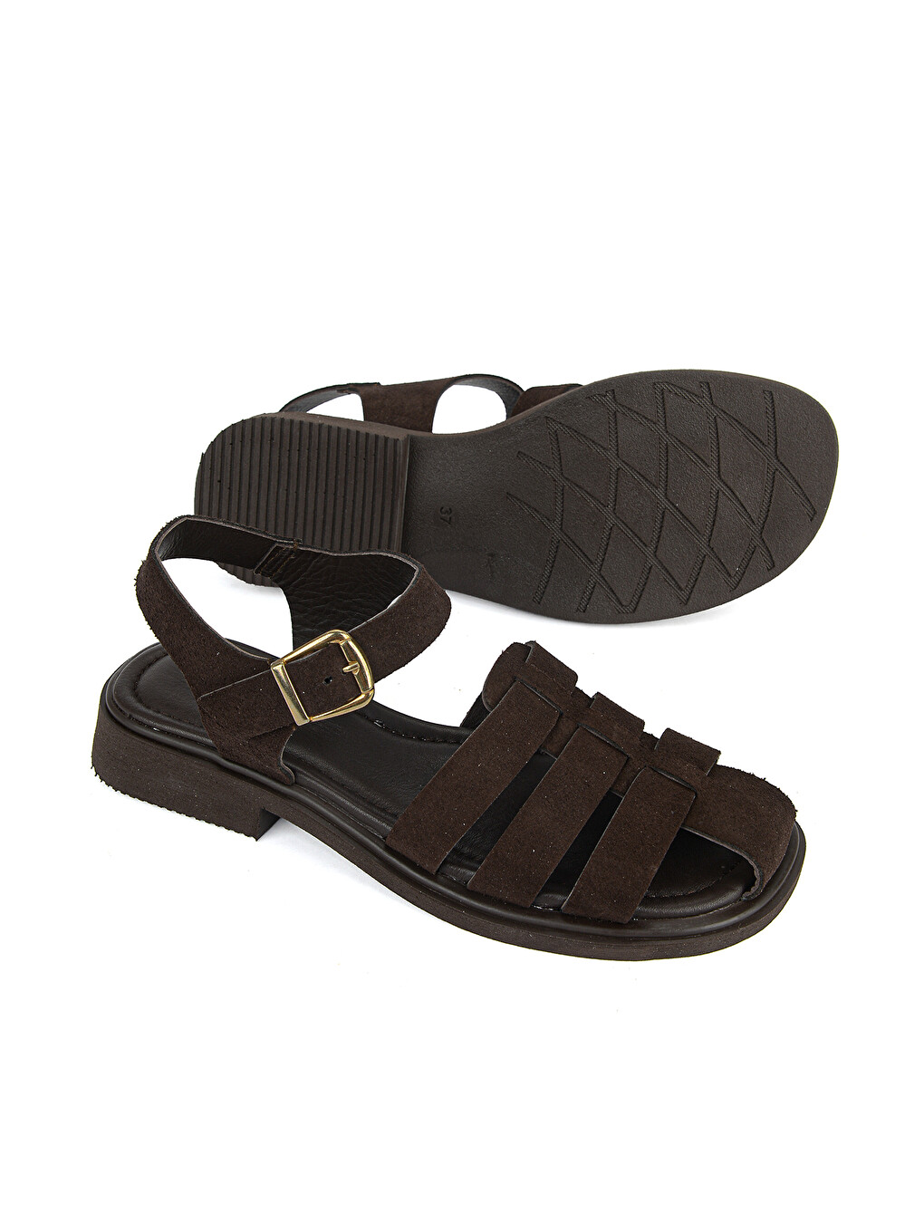 Kahverengi Kadın Hakiki Deri Sandalet 1611061z7004 Kahve-3