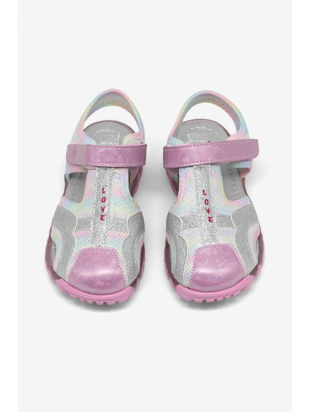 Kız Çocuk Pembe Çoçuk Sim Detaylı Cırtlı Rahat Kalıp Sandalet-1