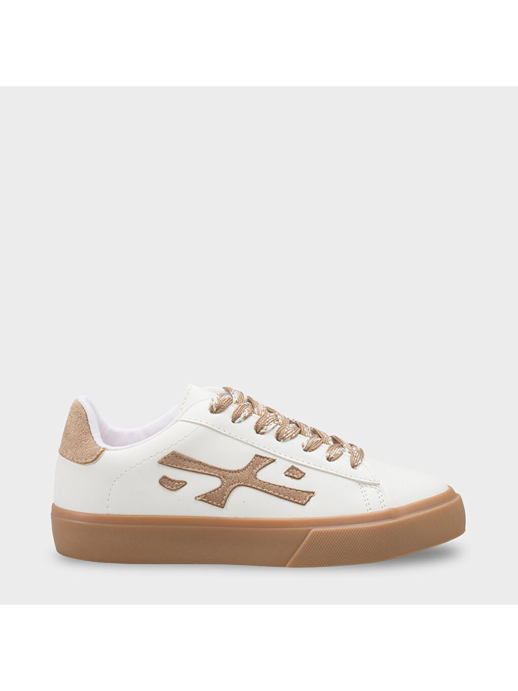 Bej Nissie Yan Detaylı Bağcıklı Konforlu Taban Günlük Spor Kadın Sneaker Ayakkabı-1