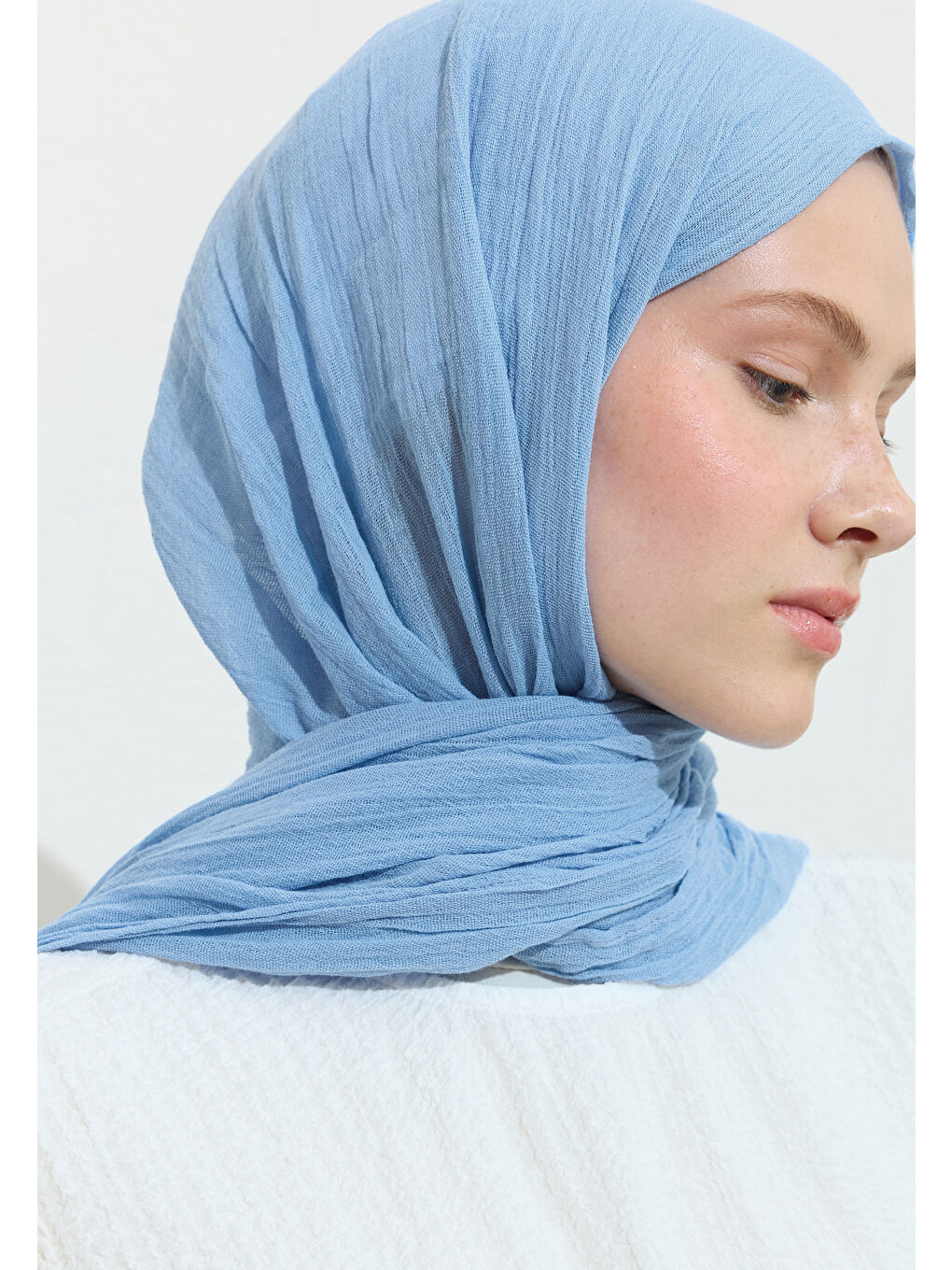 Mavi PAMUKLU KETEN ŞAL BLUEBERRY CLOUD FRAPPE-3