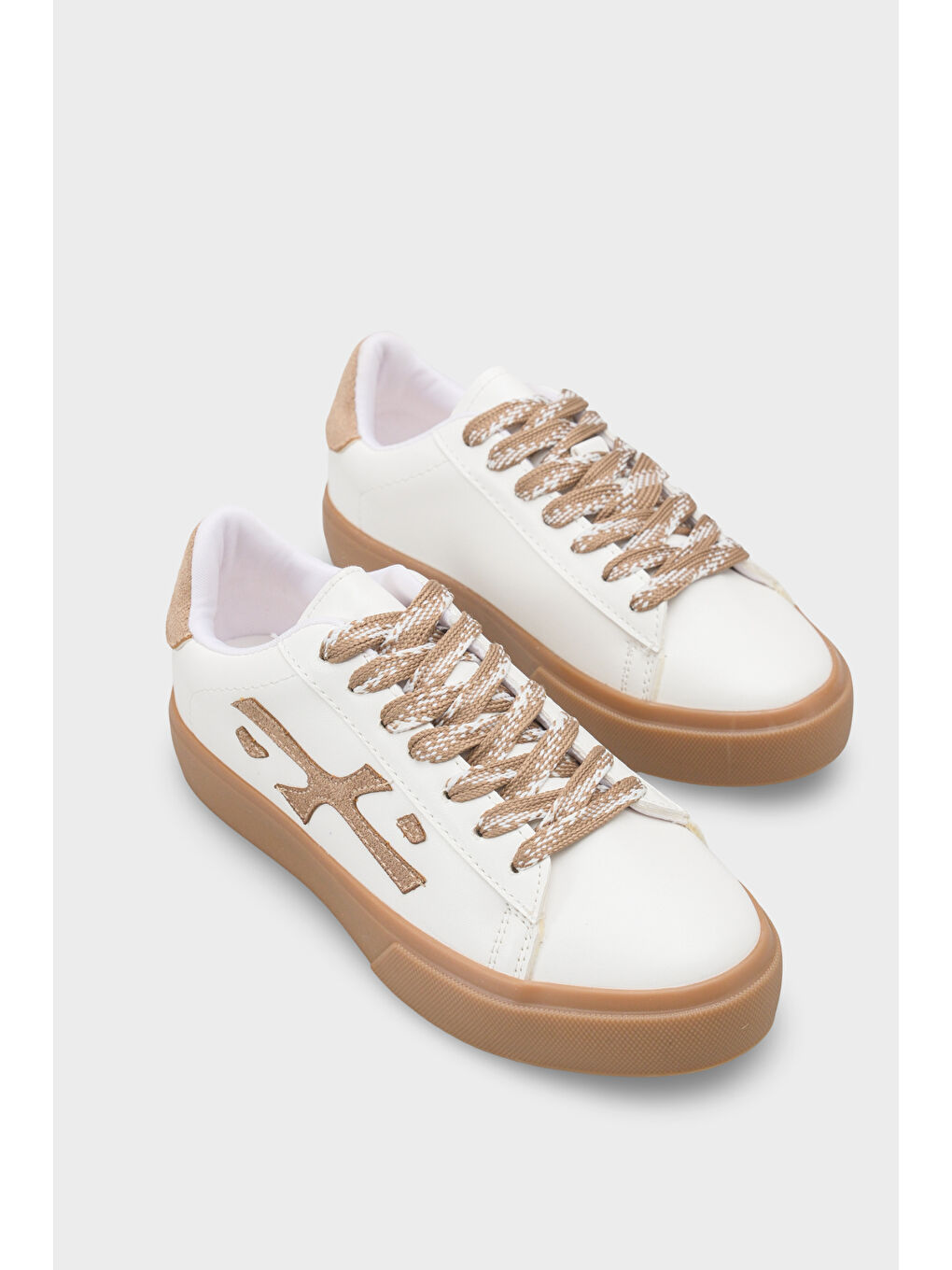 Bej Nissie Yan Detaylı Bağcıklı Konforlu Taban Günlük Spor Kadın Sneaker Ayakkabı-2