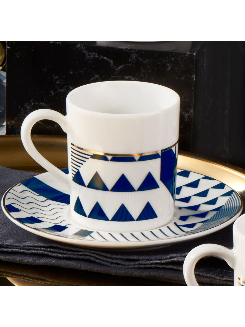 Ekru Camelia 12 Parça 6 Kişilik Kahve Takımı Lacivert 62501-2