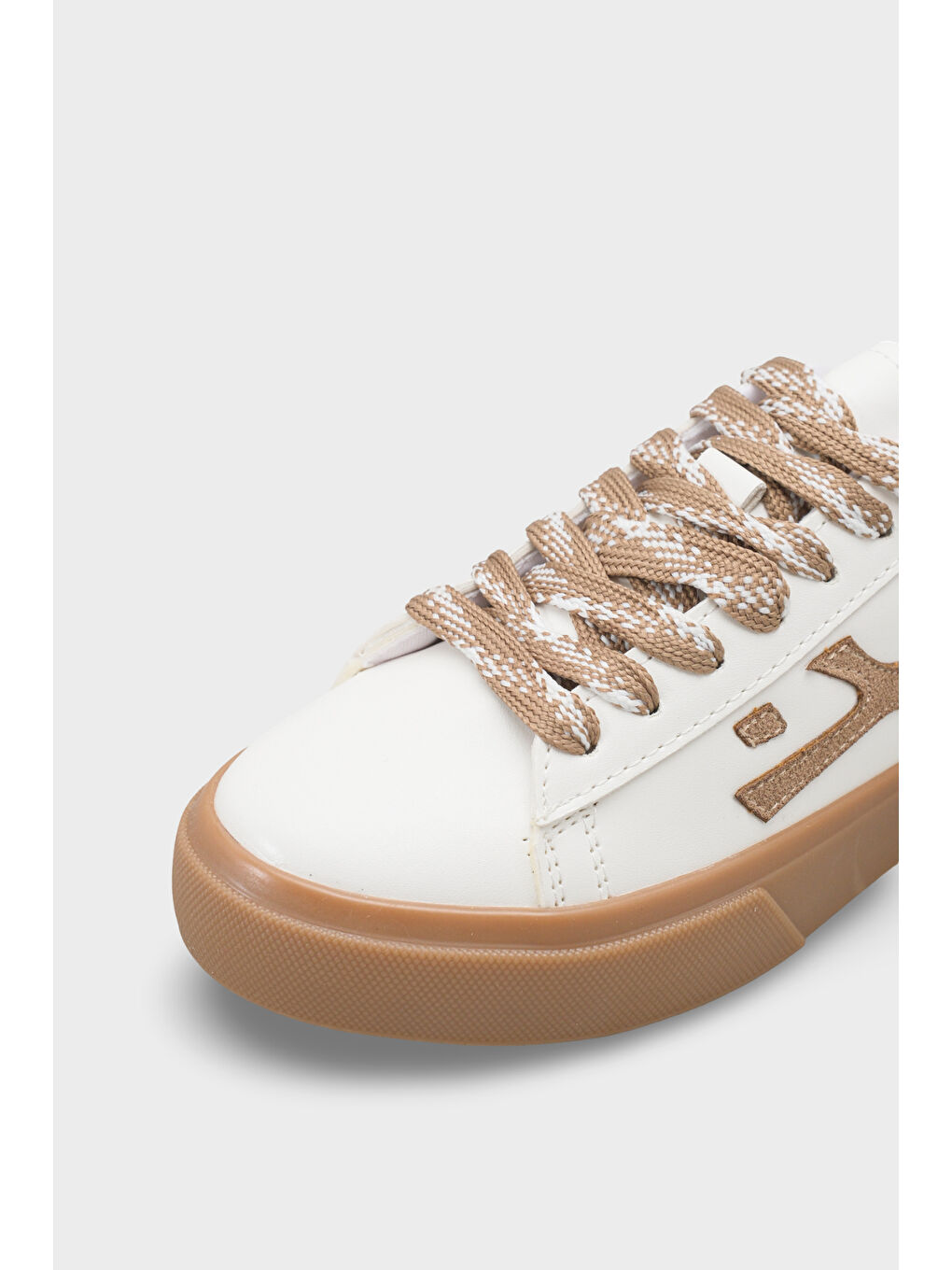 Bej Nissie Yan Detaylı Bağcıklı Konforlu Taban Günlük Spor Kadın Sneaker Ayakkabı-3