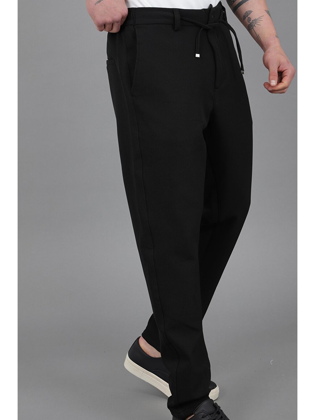 Siyah Diagonel Kumaş Jogger Pantolon CPT-5_0436-4