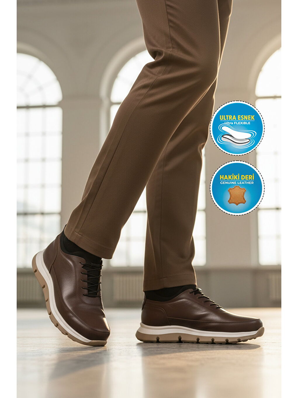 Kahverengi Kahve Hakiki Deri Erkek Casual Ayakkabı 2253 M-2